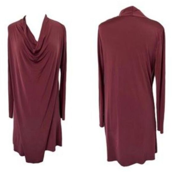 All Saints Amelis Dress Long Sleeve Burgandy Silky Slinky Size S - Picture 4 of 11